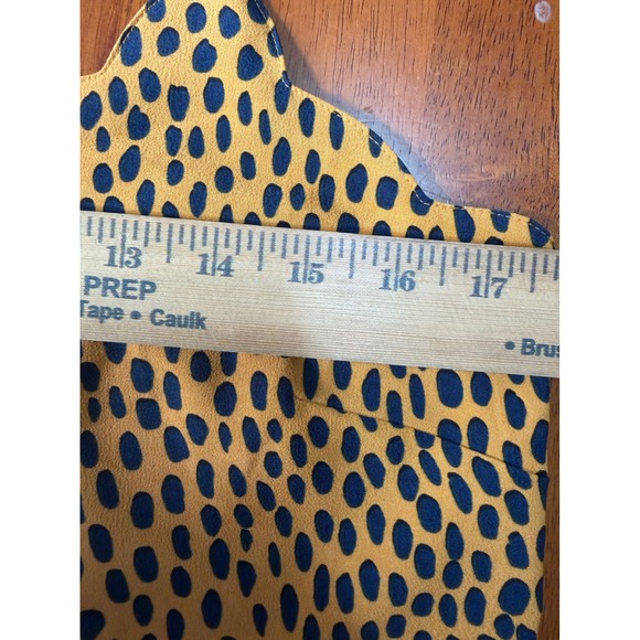 J.Crew Womens Animal Print Scalloped Camisole Mustard Yellow Black Size 4 - Picture 4 of 8